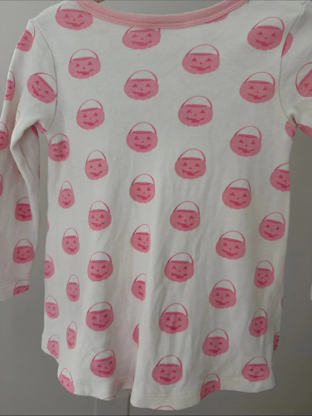 The Beaufort Bonnet Company White Long-Sleeve Dress with Pink Pumpkin Print